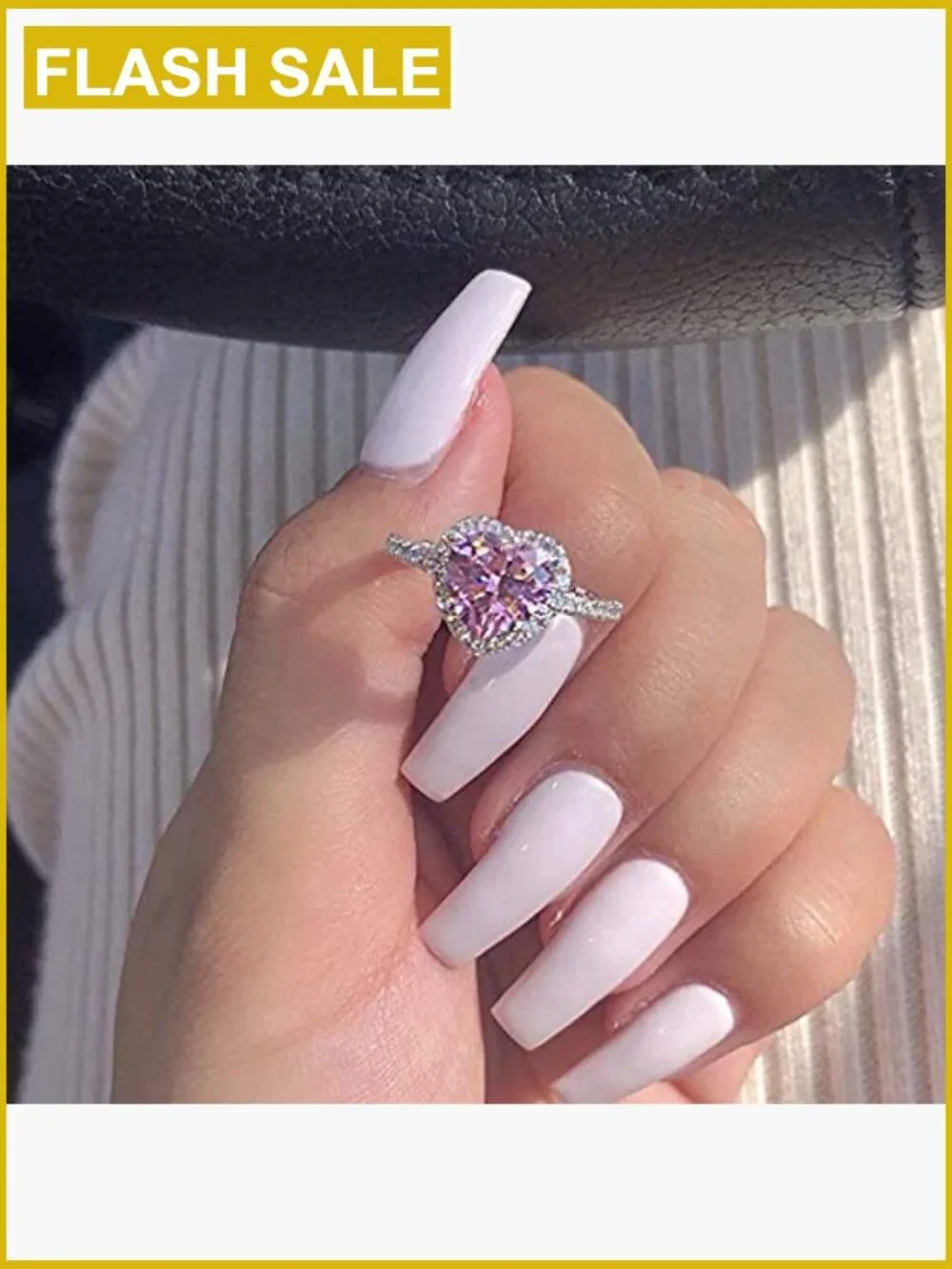 925 Sterling Silver Heart CZ Cocktail Ring - Engagement Wedding Band Women Size